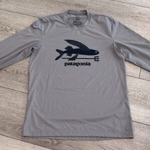 Patagonia Flying Fish Shirt Mens Medium Long Sleeve Gray Gorpcore Outdoors